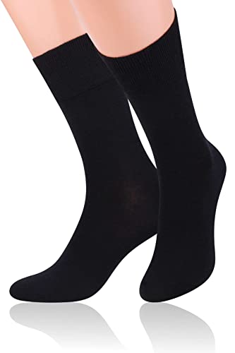 STEVEN Merinowolle Socken Für Herren Wadenmitte Gemütlich Anzugsocken aus für der Geschäftsmann Merino Superweichen Dünne Atmungsaktive Premiumqualität Bio Wolle Schwarz, EU44-46 von STEVEN