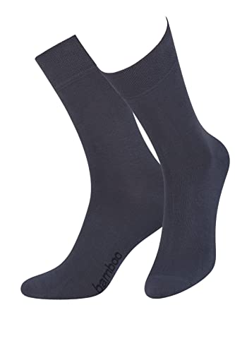 STEVEN Unisex-Bambussocken, Atmungsaktiv, Ohne Muster, Bambussocken, Wadensocken Mit Glattem Zehenbereich, Kuschelige Socken Für Damen Und Herren, Formelle Socken Graphit/EU 44-46 von STEVEN