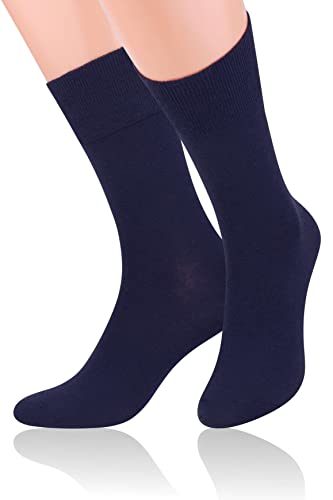 STEVEN Vier Pack Merinowolle Socken Für Herren, Merinowolle Socken Für Herren Wadenmitte Gemütlich Anzugsocken aus für der Geschäftsmann Merino Superweichen Dünne Marineblau, EU44-46 von STEVEN