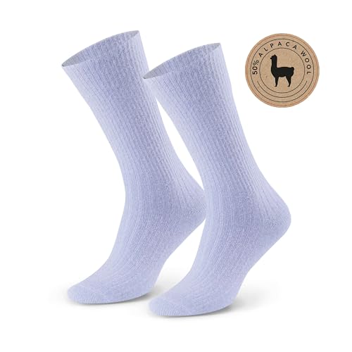 Socken 50% Alpaka Wolle für Damen und Herren - Hypoallergen Thermoisolierend Nahtlos, mit Sanftem Bund Bequem und Angenehm im Griff, 38-40, Farbe Blau von STEVEN