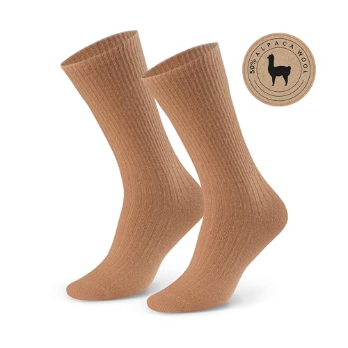 Socken 50% Alpaka Wolle für Damen und Herren - Hypoallergen Thermoisolierend Nahtlos, mit Sanftem Bund Bequem und Angenehm im Griff, 38-40, Farbe Honiggelb von STEVEN