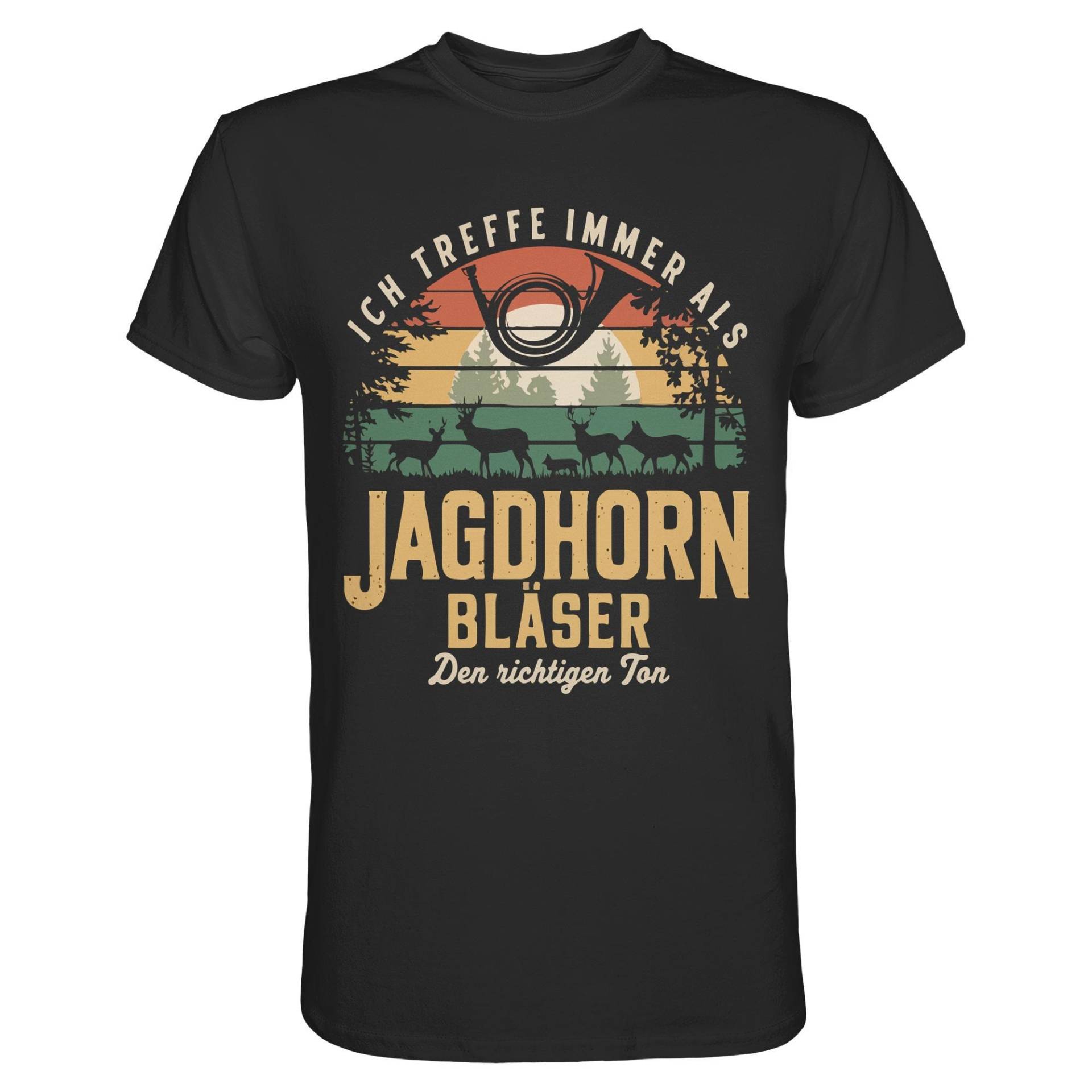 Jagdhornbläser T-Shirt Für Männer Ich Treffe Immer Den Richtigen Ton Lustiges Jagdshirt Geschenk Jäger Papa Förster Hegering Natur Retro von STGTSTYLE