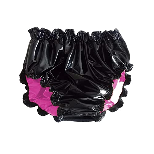 Glänzende PVC-Lederhöschen für Damen, Spleiß-Slip, Nachtclub, glänzend, wasserdicht, Unterwäsche, Bühnenauftritt, Rosa, XL von STHEFF