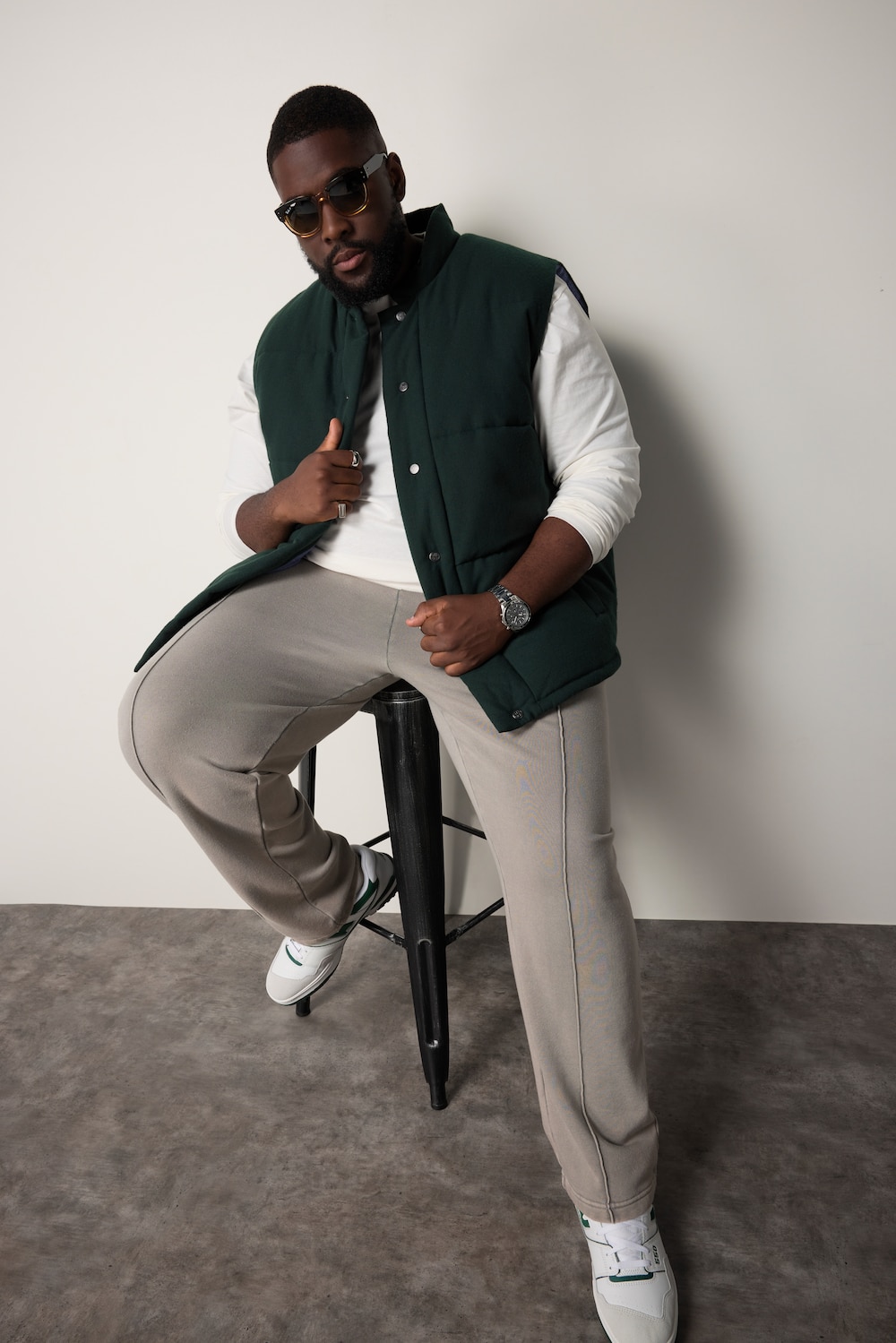 Große Größen Langarmshirt, Herren, beige, Größe: 8XL, Baumwolle, STHUGE von STHUGE