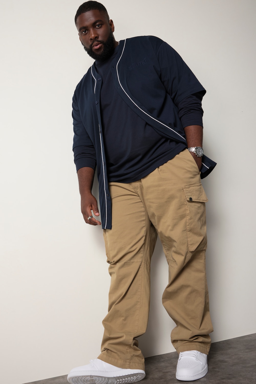 Große Größen Langarmshirt, Herren, blau, Größe: 3XL, Baumwolle, STHUGE von STHUGE