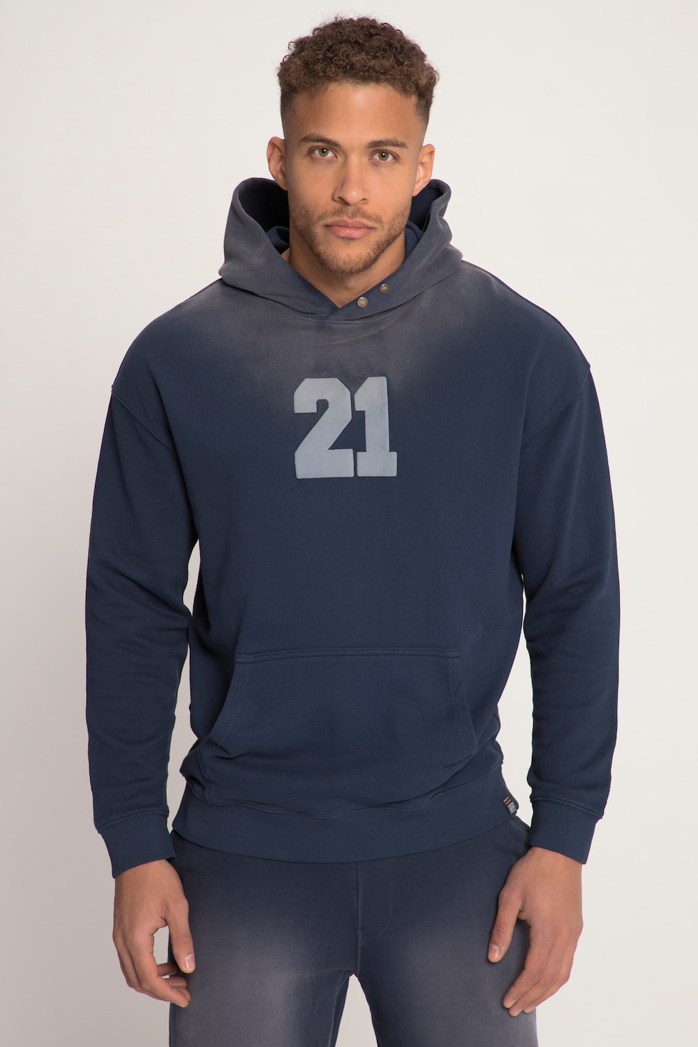 Große Größen STHUGE Hoodie mit Vintage Look, Herren, blau, Größe: 3XL, Baumwolle, STHUGE von STHUGE