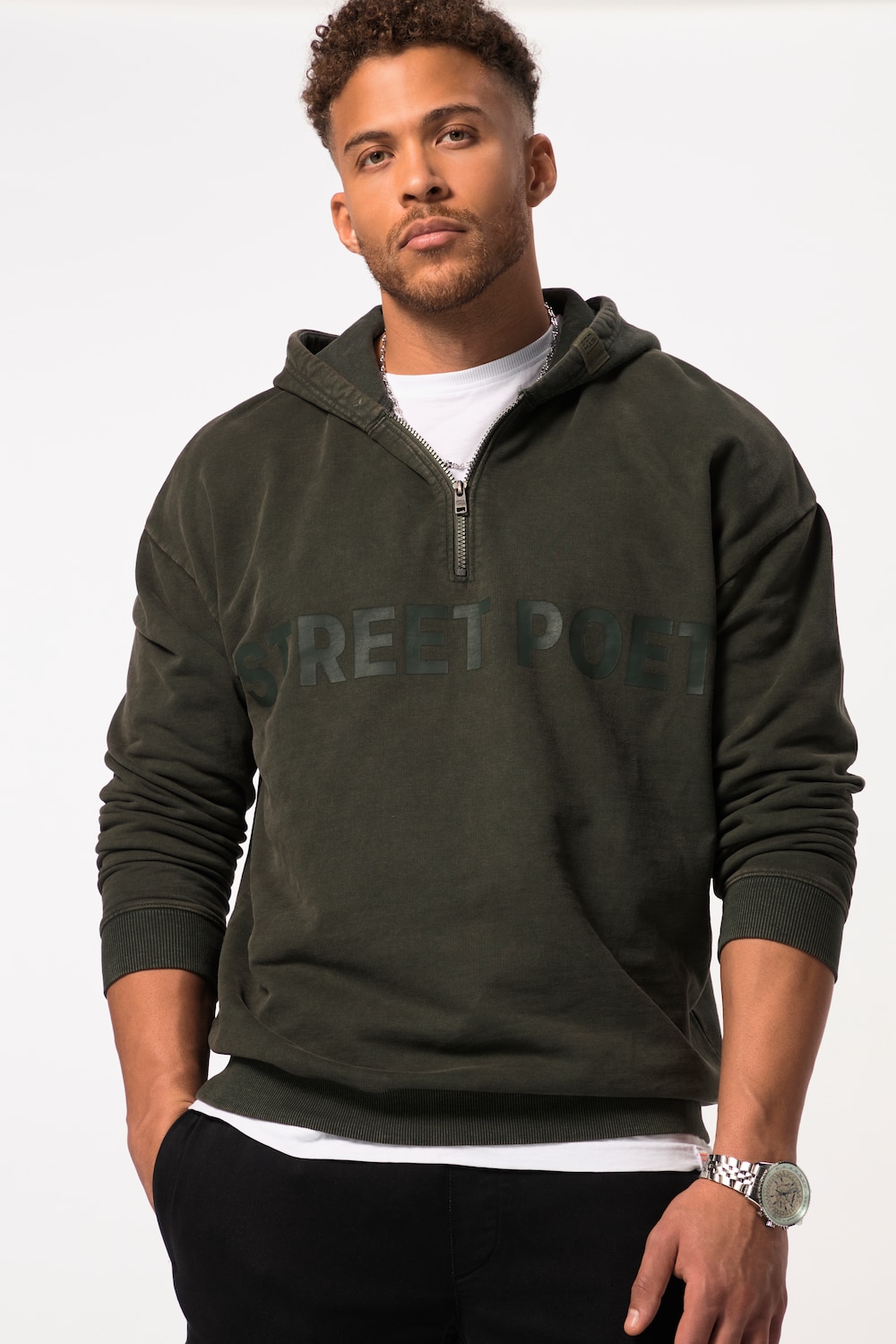 Große Größen STHUGE Hoodiejacke, Herren, grün, Größe: 6XL, Baumwolle, STHUGE von STHUGE