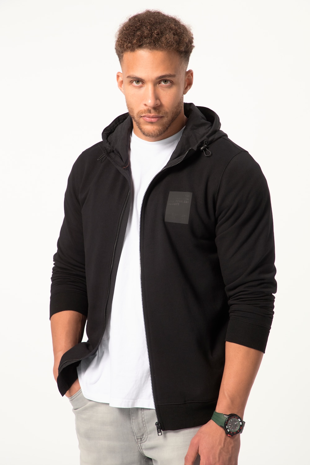 Große Größen STHUGE Hoodiejacke, Herren, schwarz, Größe: 3XL, Baumwolle/Polyester, STHUGE von STHUGE