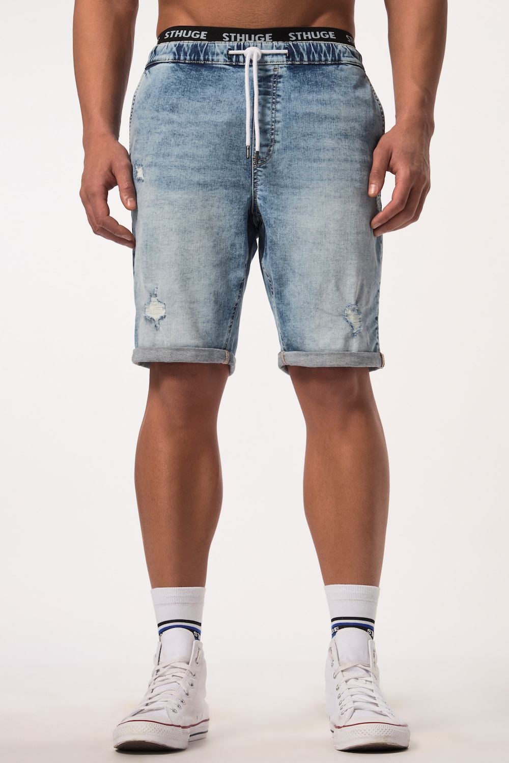 Große Größen STHUGE Jeans-Bermuda FLEXLASTIC®, Herren, blau, Größe: XXL, Baumwolle, STHUGE von STHUGE