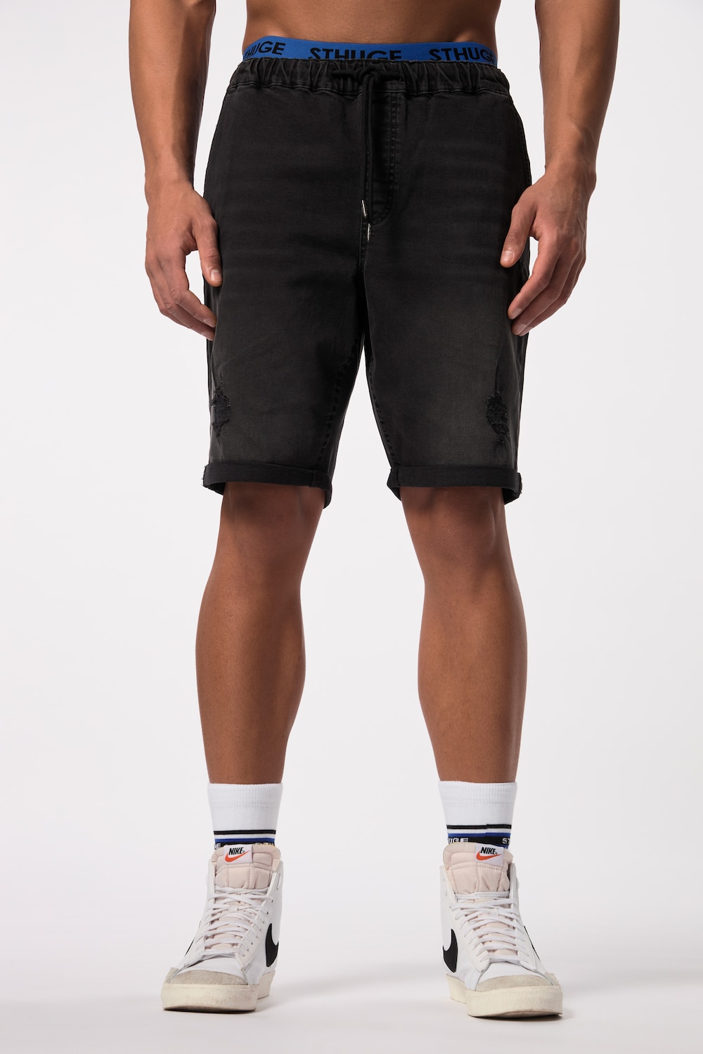 Große Größen STHUGE Jeans-Bermuda FLEXLASTIC®, Herren, schwarz, Größe: L, Baumwolle, STHUGE von STHUGE