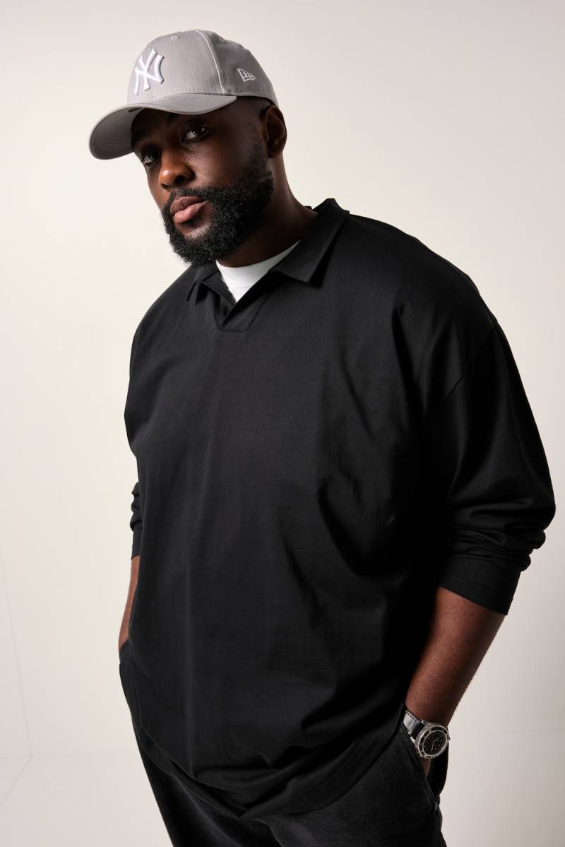 Große Größen STHUGE Langarm-Poloshirt, Herren, schwarz, Größe: 3XL, Baumwolle, STHUGE von STHUGE