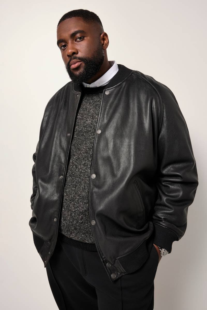 Große Größen STHUGE Lederjacke, Herren, schwarz, Größe: L, Polyester/Leder, STHUGE von STHUGE