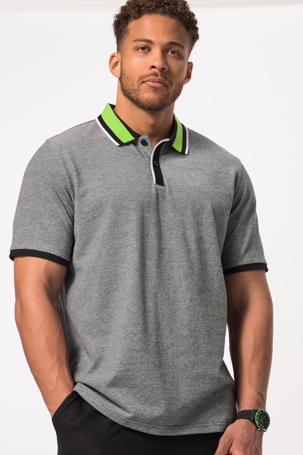 Große Größen STHUGE Poloshirt, Herren, schwarz, Größe: 3XL, Baumwolle/Polyester, STHUGE von STHUGE