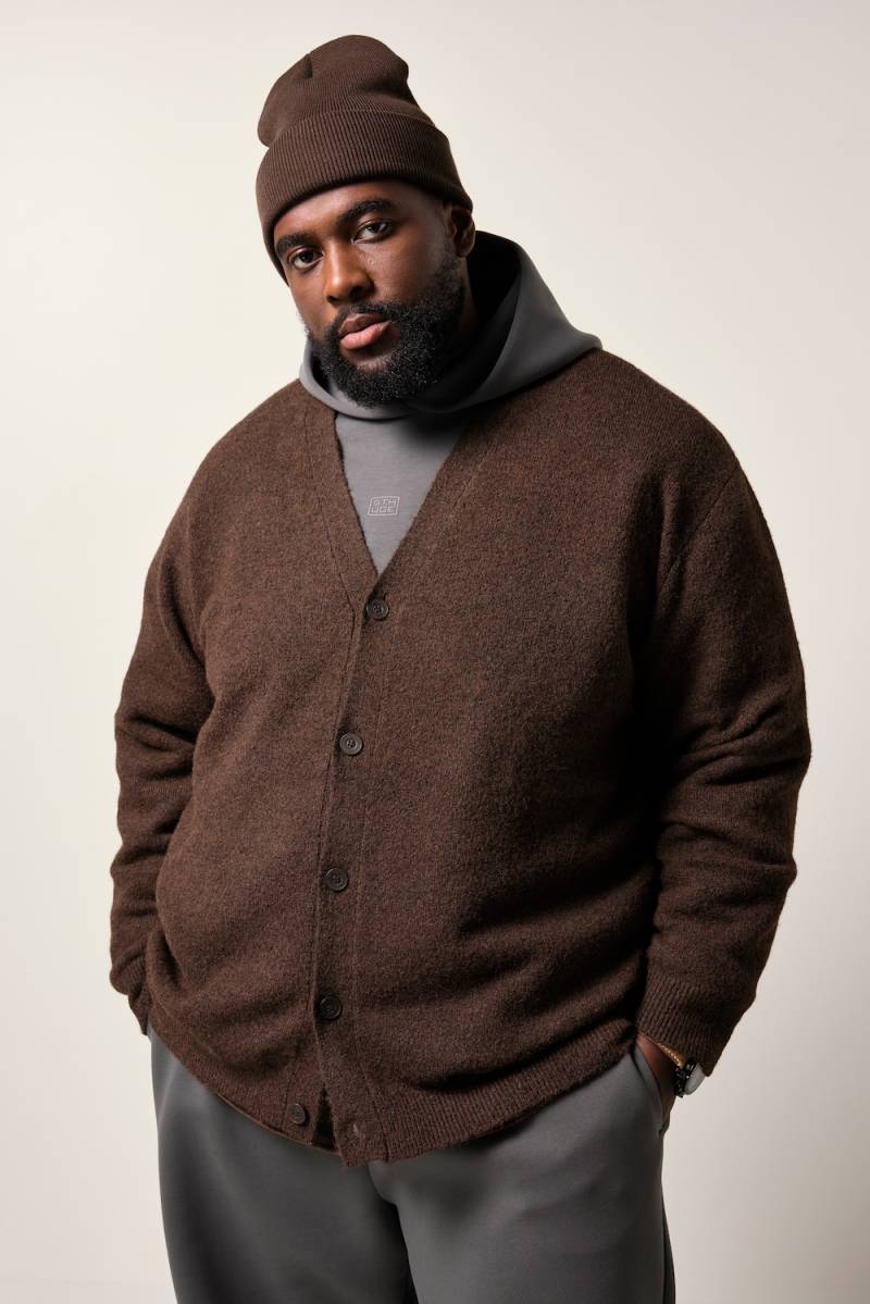 Große Größen STHUGE Strickjacke, Herren, braun, Größe: XXL, Polyester/Synthetische Fasern, STHUGE von STHUGE