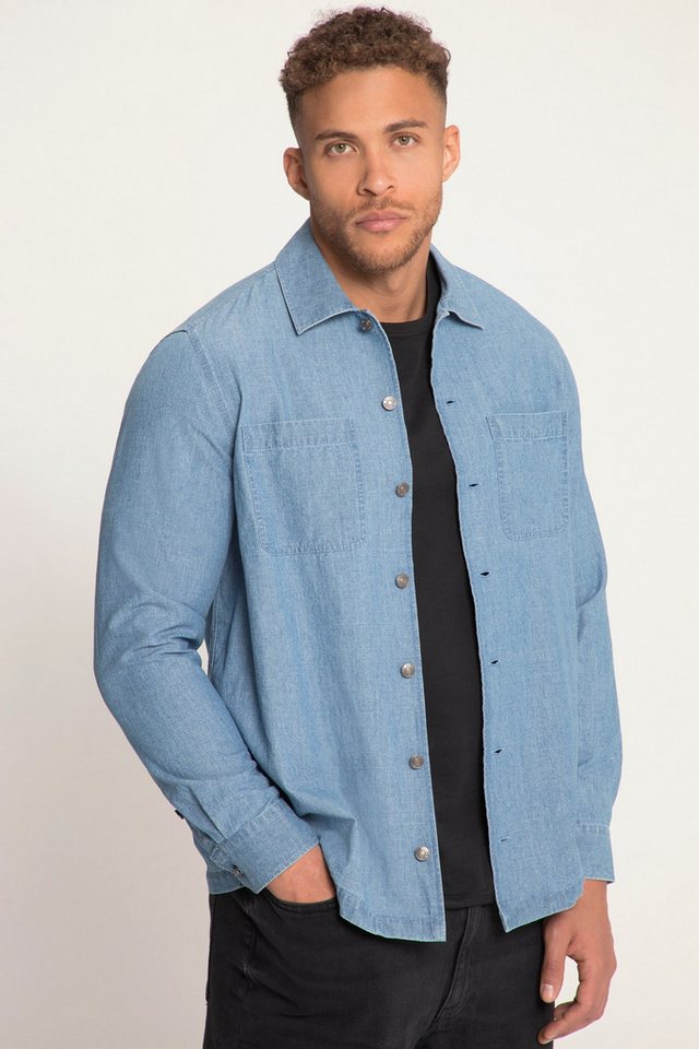 STHUGE Businesshemd STHUGE Hemd Overshirt Denim-Optik Langarm bis 8 XL von STHUGE