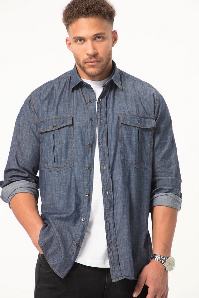 STHUGE Businesshemd STHUGE Jeans-Hemd Langarm Modern Fit Kentkragen von STHUGE