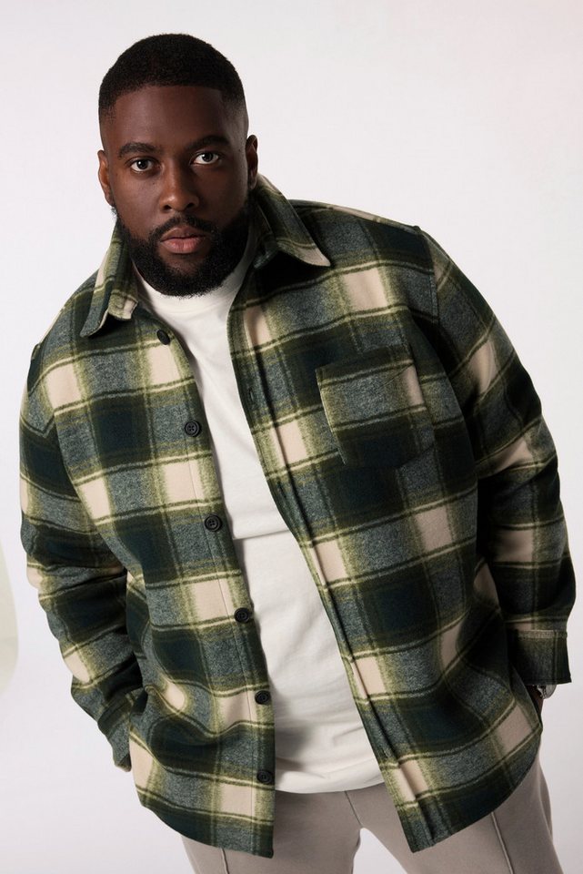 STHUGE Businesshemd STHUGE Karohemd Langarm Wolloptik Kentkragen von STHUGE