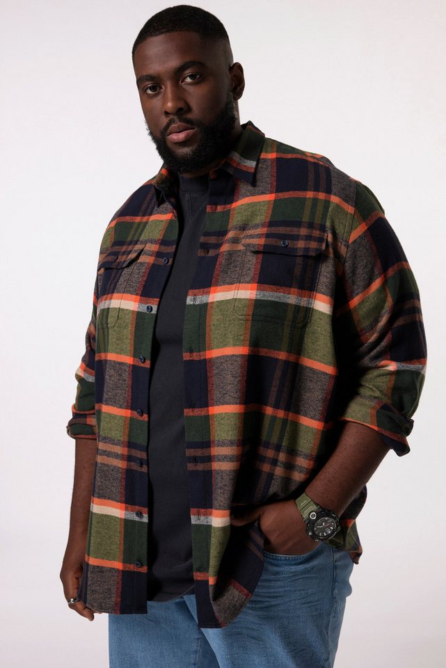 STHUGE Businesshemd STHUGE Overshirt Karoflanell Langarm oversized von STHUGE