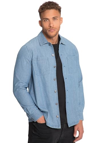 STHUGE Hemd, Overshirt, Denim-Optik, Langarm, Kentkragen, bis 8 XL Light Blue 7XL 813092901-7XL von STHUGE