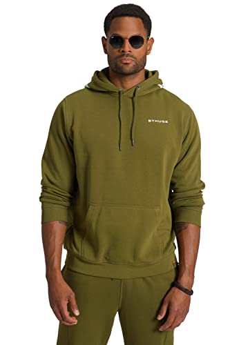 STHUGE Herren Hoddie Print Kapuzenpullover, Moosgrün, XL EU von STHUGE