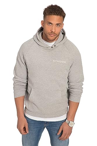 STHUGE Herren Hoodie, Raglan, 1/1 Kapuzenpullover, grau Melange, 5XL Größen von STHUGE