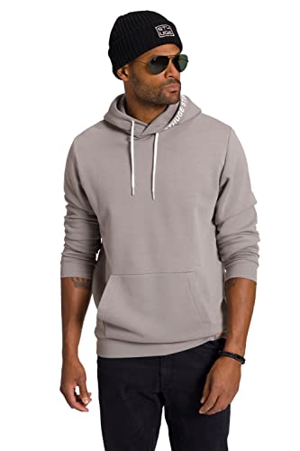 STHUGE Herren Hoodie With Back Print Kapuzenpullover, Steingrau, 6XL EU von STHUGE