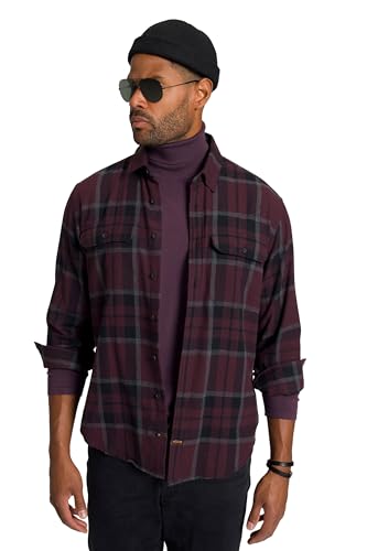 STHUGE Herren Karohemd Flanell, Mf,kent Hemd, Aubergine, 8XL EU von STHUGE