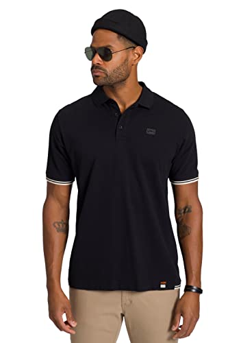 STHUGE Herren Poloshirt Kontrast Kragenprint T Shirt, Schwarz, 4XL EU von STHUGE