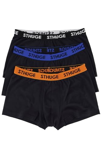 STHUGE Herren Unterhose FLEXLASTIC 3er Pack Boxershorts, Black Beauty (Ersatzfarbe), 12 von STHUGE