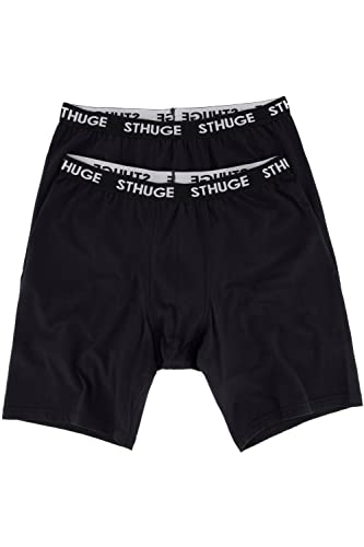 STHUGE Herren Unterhose Lang Flexlastic® 3er Pack Boxershorts, Black Beauty, 16 Große Größen EU von STHUGE