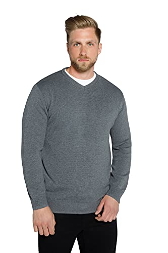 STHUGE Herren V-Ausschnitt Pullover, Grey Melange, 3XL von STHUGE