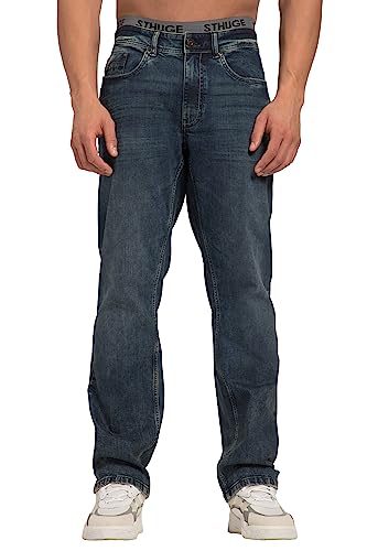 STHUGE Jeans, Loose Fit, Diry Wash, 5-Pocket, bis 72/36 Dark Blue Denim 35 820664903-35 von STHUGE