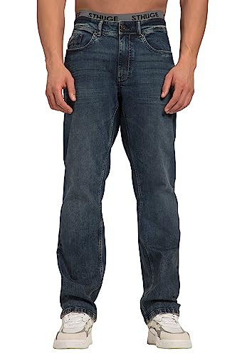 STHUGE Jeans, Loose Fit, Diry Wash, 5-Pocket, bis 72/36 Dark Blue Denim 58 820664903-58 von STHUGE