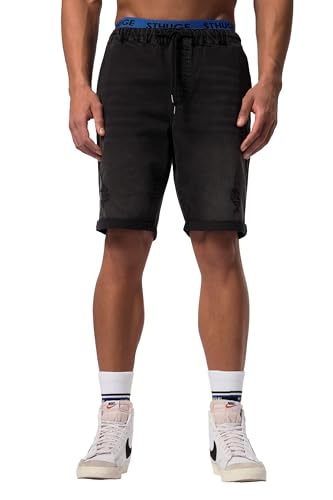 STHUGE Jeans-Bermuda FLEXLASTIC®, Denim, Destroyed, bis 8 XL Black 8XL 825055100-8XL von STHUGE