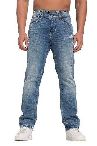 STHUGE Jeans FLEXLASTIC®, Denim, 5-Pocket, Destroyed, Straight Fit, bis Gr. 70/35 Blue Denim 29 821818902-29 von STHUGE