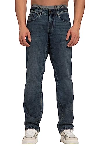 STHUGE Jeans, Loose Fit, Dirty Wash, 5-Pocket, bis 72/36 Dark Blue Denim 60 820664903-60 von STHUGE