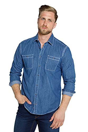 STHUGE Große Größen Herren Hemd, Blue Denim, 3XL von STHUGE