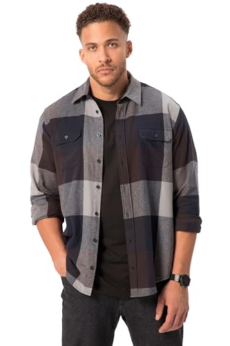 STHUGE Herren, Flanell, Kent, MF, 1/1 Hemden, Schwarzbraun, 58 von STHUGE