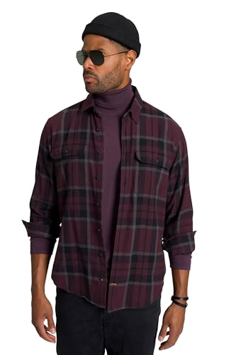 STHUGE Herren Karohemd Flanell, MF,Kent Hemd, aubergine, 5XL von STHUGE