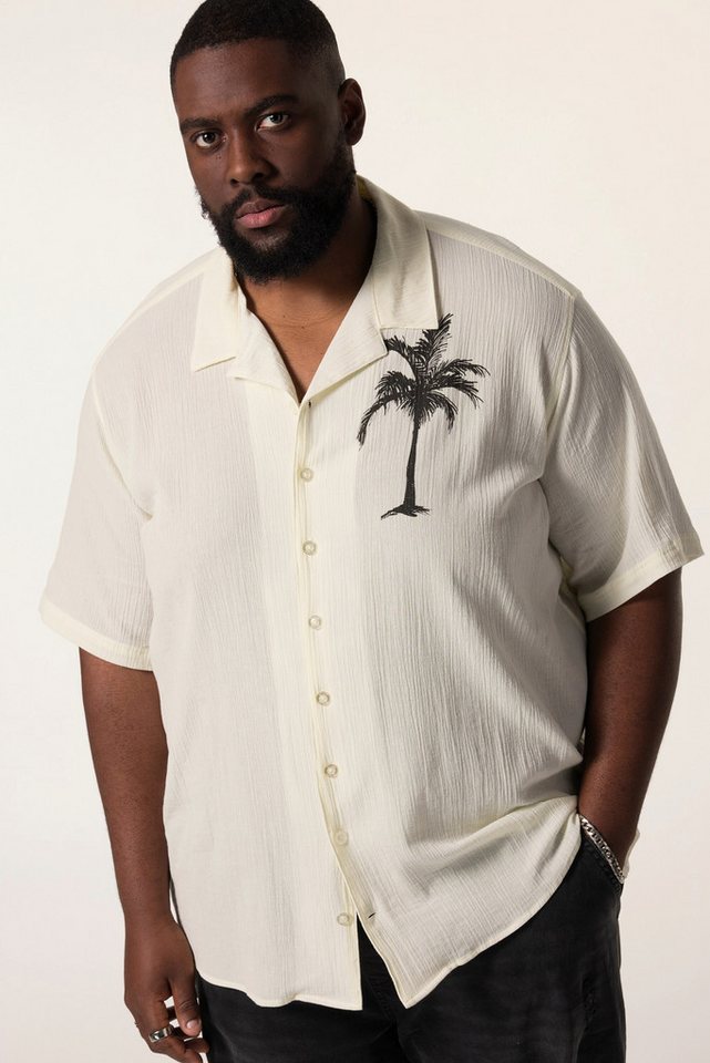 STHUGE Kurzarmhemd STHUGE Hemd Halbarm Kuba-Kragen Palmenmotiv von STHUGE