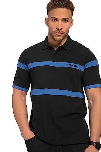 STHUGE Poloshirt, Halbarm, Ringel, Piqué, bis 8 XL schwarz 4XL 819209100-4XL von STHUGE