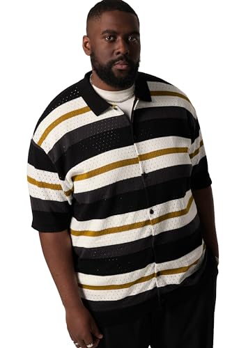 STHUGE Strickhemd FLEXLASTIC®, Halbarm, Polokragen, bis 7 XL schwarz 6XL 837034100-6XL von STHUGE