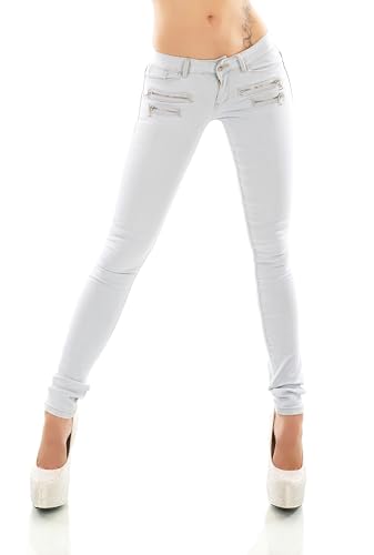 Damen Jeans Low Rise Hüftjeans Hose Röhrenjeans Skinny Slim Fit Stretch XS-XL (DE/NL/SE/PL, Alphanumerisch, L, Regular, Regular, Hellblau/909-6) von STIDIA