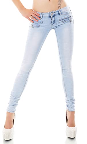 Damen Jeans Low Rise Hüftjeans Hose Röhrenjeans Skinny Slim Fit Stretch XS-XL (DE/NL/SE/PL, Alphanumerisch, M, Regular, Regular, Hellblau/81-6) von STIDIA