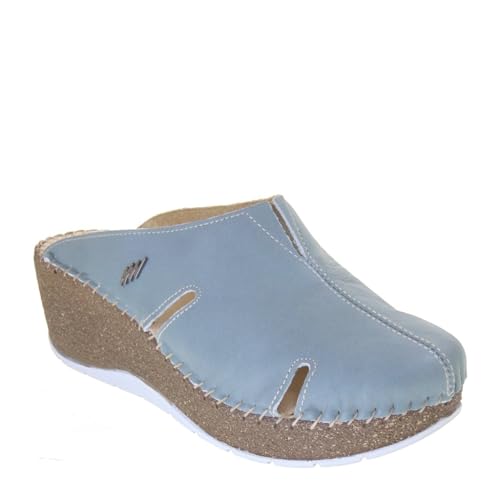 STILEDIVITA 4600 Clogs Casual Damen Leder Mint Keilabsatz 6 cm Gummisohle, Minze, 35 EU von STILEDIVITA