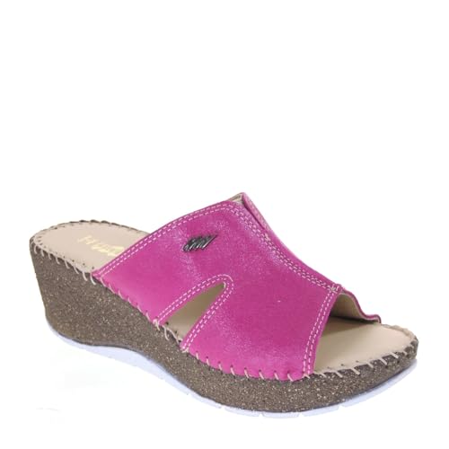 STILEDIVITA 6331 Komfort-Hausschuhe für Damen, Wildleder, Fuchsia, Keilabsatz, 6 cm, Gummisohle, fuchsia, 38 EU von STILEDIVITA