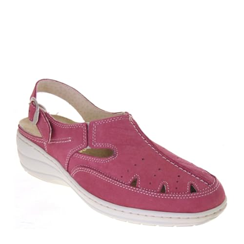 STILEDIVITA 7159 Sandalen Casual Damen Leder Rot Keilabsatz 5 cm Gummisohle, rot, 38 EU von STILEDIVITA