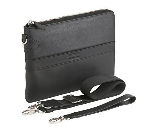 STILGUT Business Mappe, Schultertasche und Organizer aus echtem Leder für Tablets (8.0"), Schwarz Nappa von STILGUT