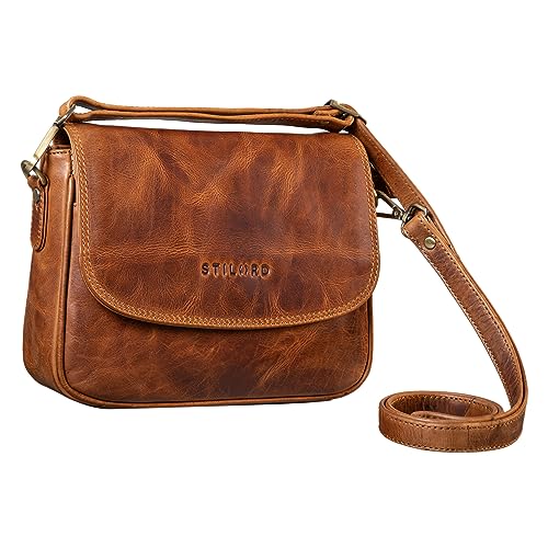 STILORD 'Aisha' Vintage Handtasche Damen Leder Umhängetasche elegant und zeitlos Damentasche aus echtem Leder, Farbe:kara - cognac von STILORD