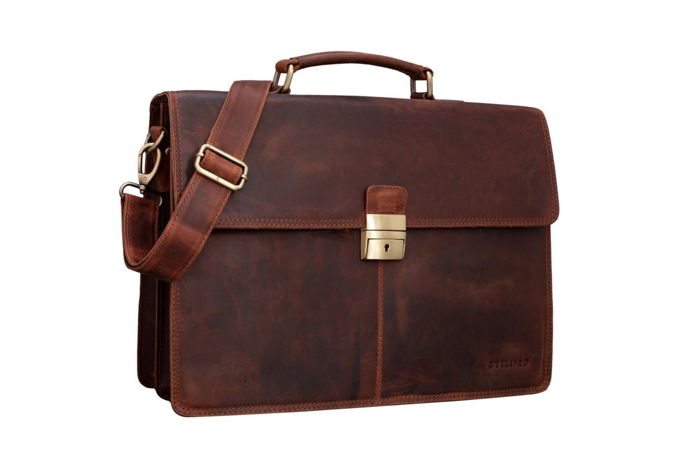 STILORD Aktentasche "Edward" Herren Aktentasche Dokumententasche Echtleder mit Schloss von STILORD